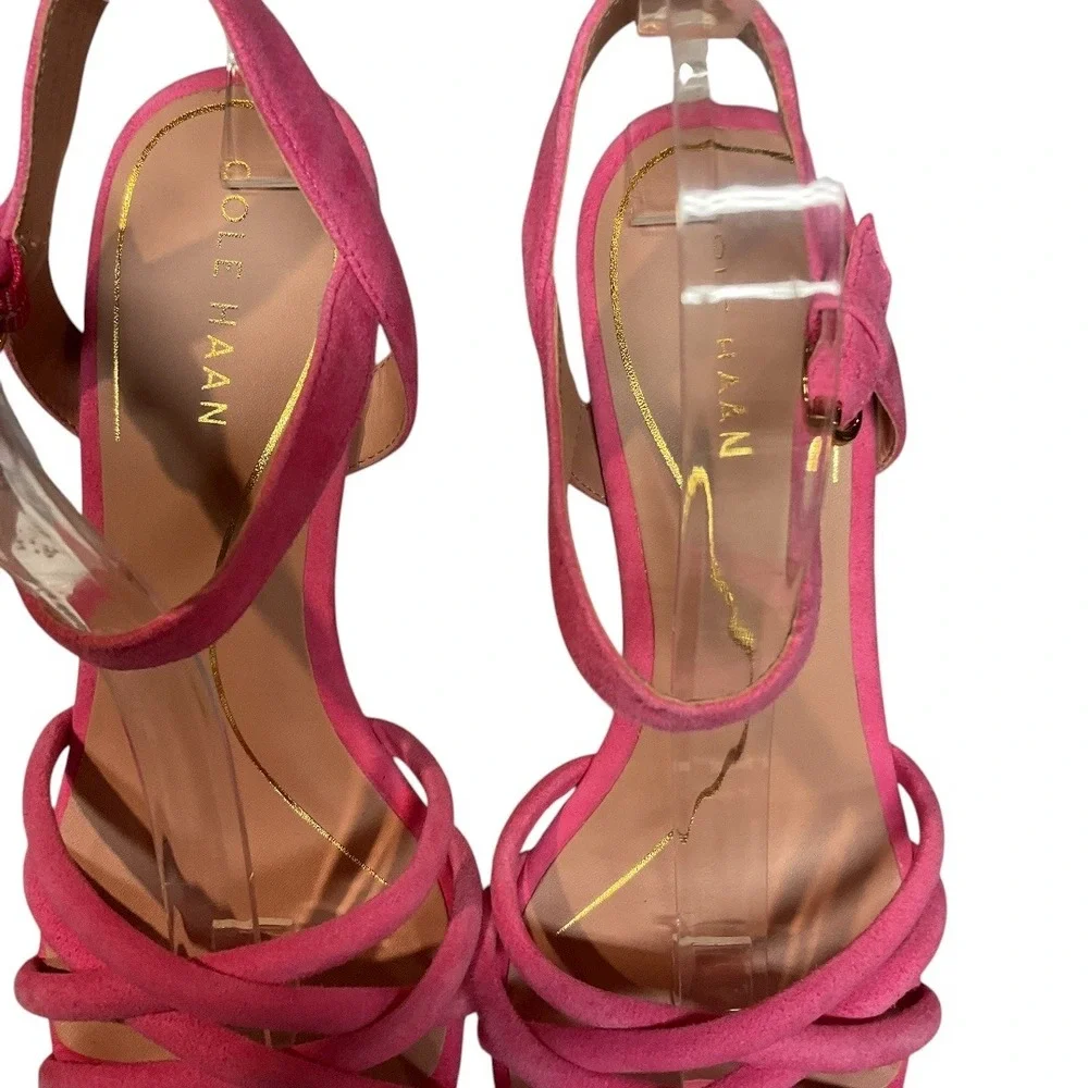 Cole Haan Grove Platform 95mm Leather‎ Suede Open Toe Block Heeled Sandal Size 8